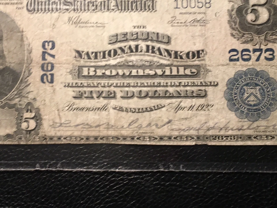 National bank note BrownsvillePA PMG15 fine damage internal tear - Image 3 of 4