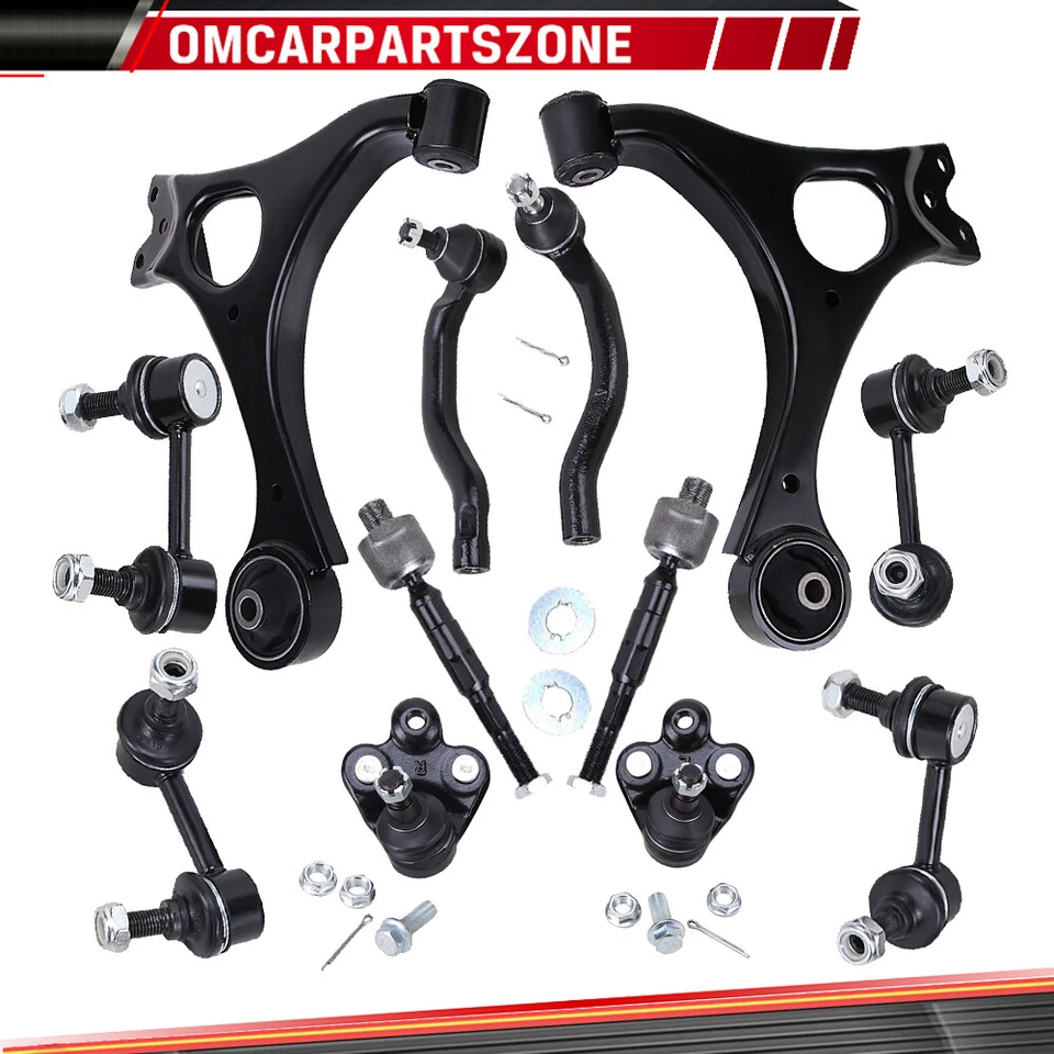 12pc Front Lower Control Arms Ball Joints Tie Rods Kit for 2006-2011 Honda Civic - Image 3 of 4
