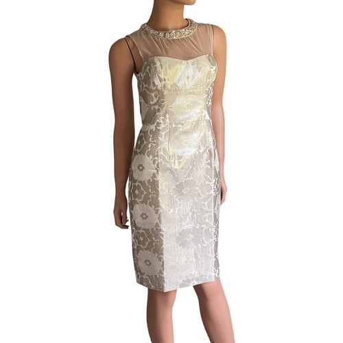 Maggy London Ivory Gold Metallic 