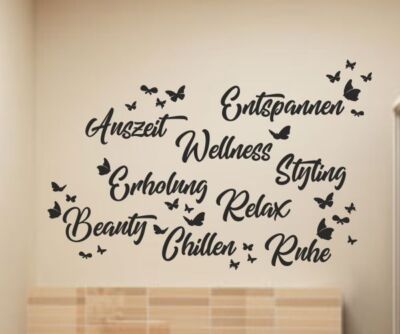 Wandtattoo Wand Aufkleber SET Bad 11x Spa Relax Chillen Wellness Beauty Ruhe 38