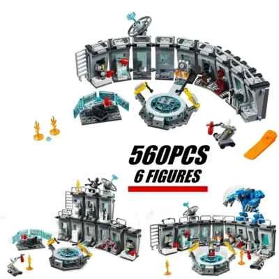 LEGO Build Blocks - Avengers Iron Man Hall of Armour | 560pcs + 7 Figures ABS Kit