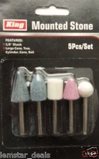 THGKing 5 Pc Mounted Stone Set 1/8" Shank Large Cone Tree Cylinder and Ball