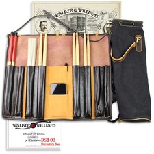 Walker & Williams DSB-3 Leather Drum Stick Roll with Heavy Canvas Carrying Bag