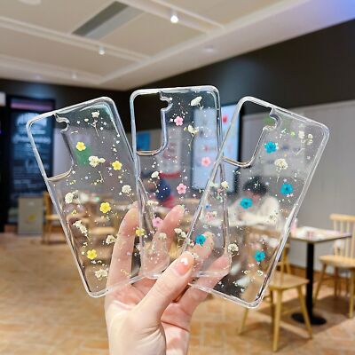 For Samsung Galaxy S22 Ultra A73 5G A53 A33 ins Cute Flower Clear Phone Case