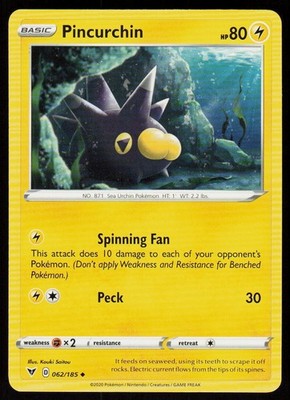 Pincurchin 062/185 Uncommon Vivid Voltage Pokemon Near Mint
