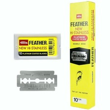 Feather Double Edge Safety Razor Blades 200 Count Platinum Coated Steel