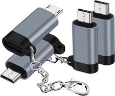 USB C to Micro Adapter, (4-Pack) Type C Female Male Grey 