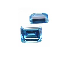 Aquamarine Rectangle Faceted Gemstone Emerald Cut Vivid Blue Aquamarine Gem