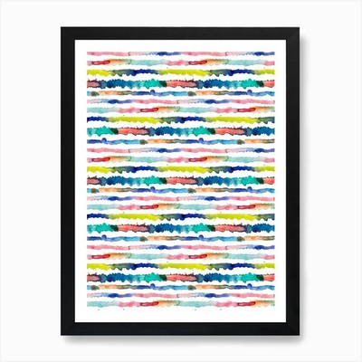 Gradient Watercolor Lines Blue Art  Framed Wall Art Poster Canvas Print Picture