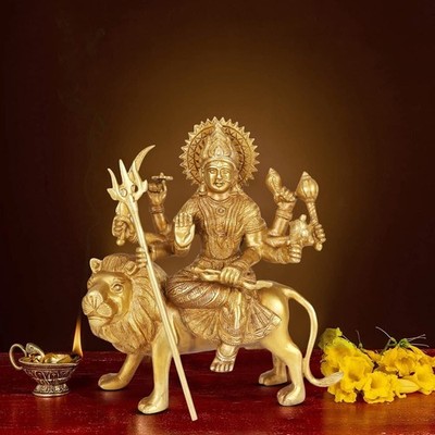 Göttin Vaishno Devi | Maa Durga Murti für Puja Statue Messing Skulptur...