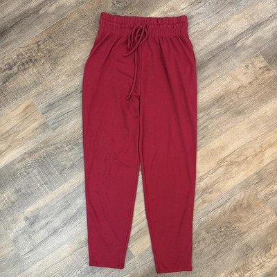 Fabletics Burgundy Pant Activewear Women S Thick Waistband Drawstring Athleisure