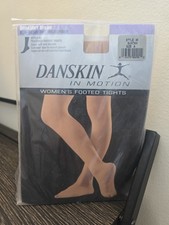 DANSKIN IN MOTION MICROFIBER FOOTED TIGHTS - SUNTAN - SIZE A - NEW IN PACKAGE