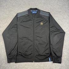 Adidas Jacket Mens XL Black Firebird Originals Trefoil Track Top Full Zip Retro