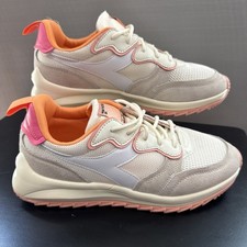 Diadora Jolly Suede Mesh Lace Up Womens White Pink Sneakers Casual Sz 10 W/box