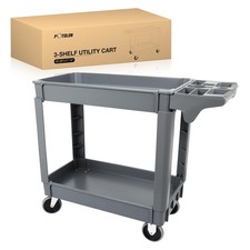 Heavy Duty 2-Shelf Plastic Utility Cart - 550 lbs Capacity Rolling Service Ca...