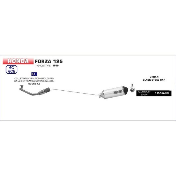 Arrow Urban Dark Schalldampfer + Verteiler FUR Honda Forza 125 18-19-image