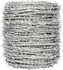 Real Barbed Wire 1320FT, 4 Point Barbed Wire Roll 18 Gauge for Crafts, Fences, C