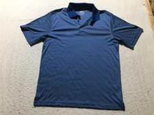 Slazenger Golf Polo Short Mens L Large Blue White Striped Short Sleeve Collared