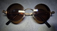 Unbranded Unisex Adult Round Steampunk Style Sunglasses With Brown Lenses T1 