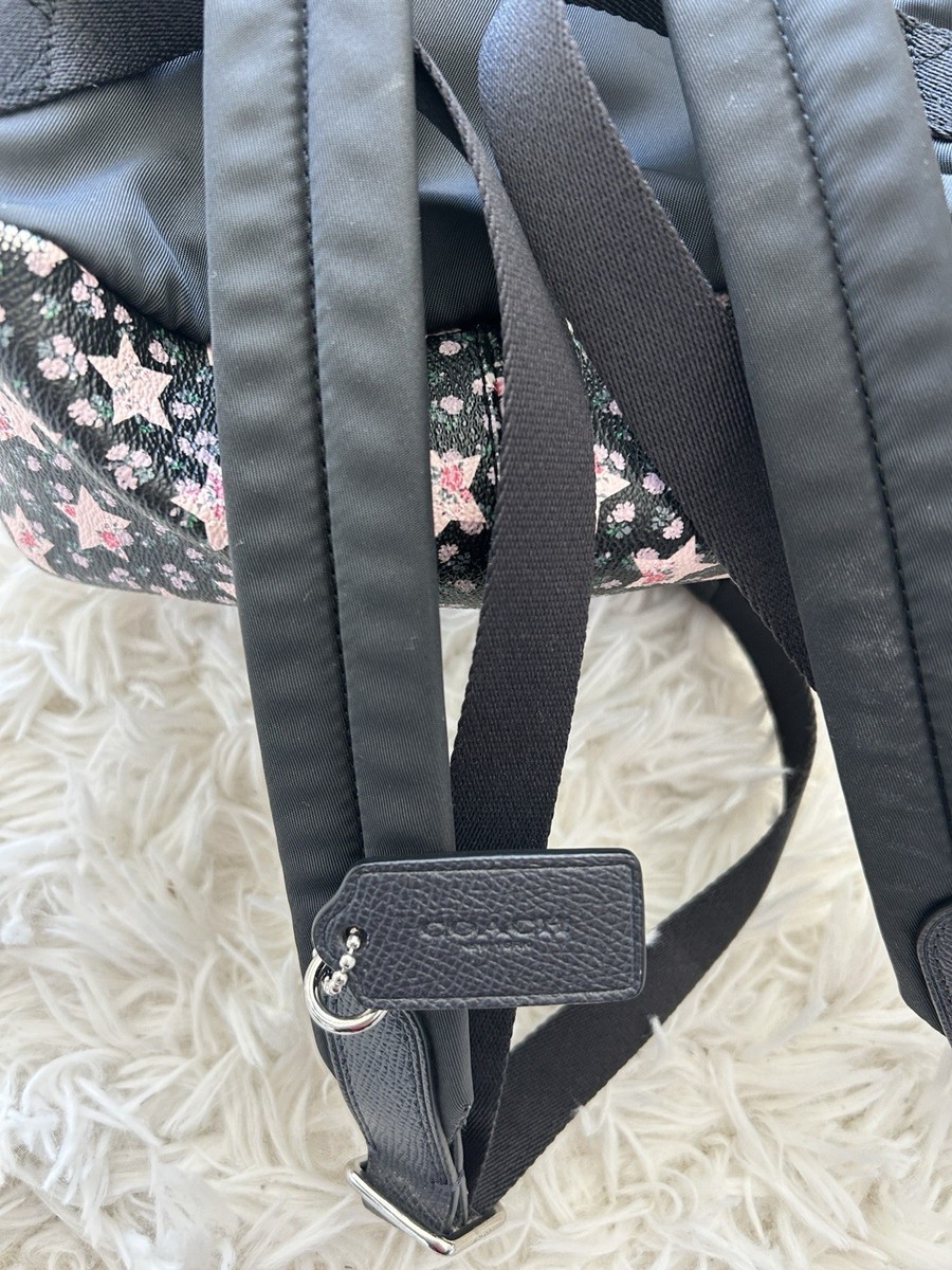 Coach Mini Charlie Backpack Black & Pink Floral Stars Super  display picture 1