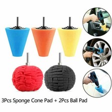5PCS Car Polisher Buffing Cone Head Pads Polishing Ball Drill for Wheel Corner