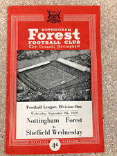 Nottingham Forest v Sheffield Wednesday - 9th Sep 1959 - Football Programme