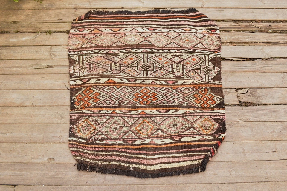 Tapis Turc Kilim 29''x36'' Tissé à la Main Kars Mini Kilim 75x93cm Porte... - Photo 2/4