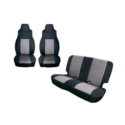 Rugged Ridge Fits Seat Cover Kit Black/Gray 97-02 Jeep Wrangler TJ