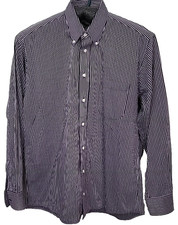 Burberry London Striped Long Sleeve Dress Shirt Men's L Made in USA Button Up