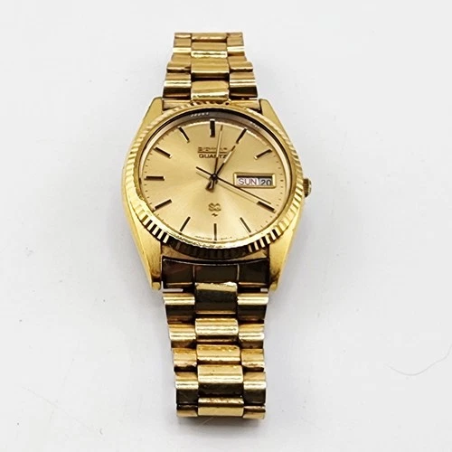 Vintage 1979 Seiko SQ Men's Watch Gold-Tone Stainless Model 7123-8059 WORKS