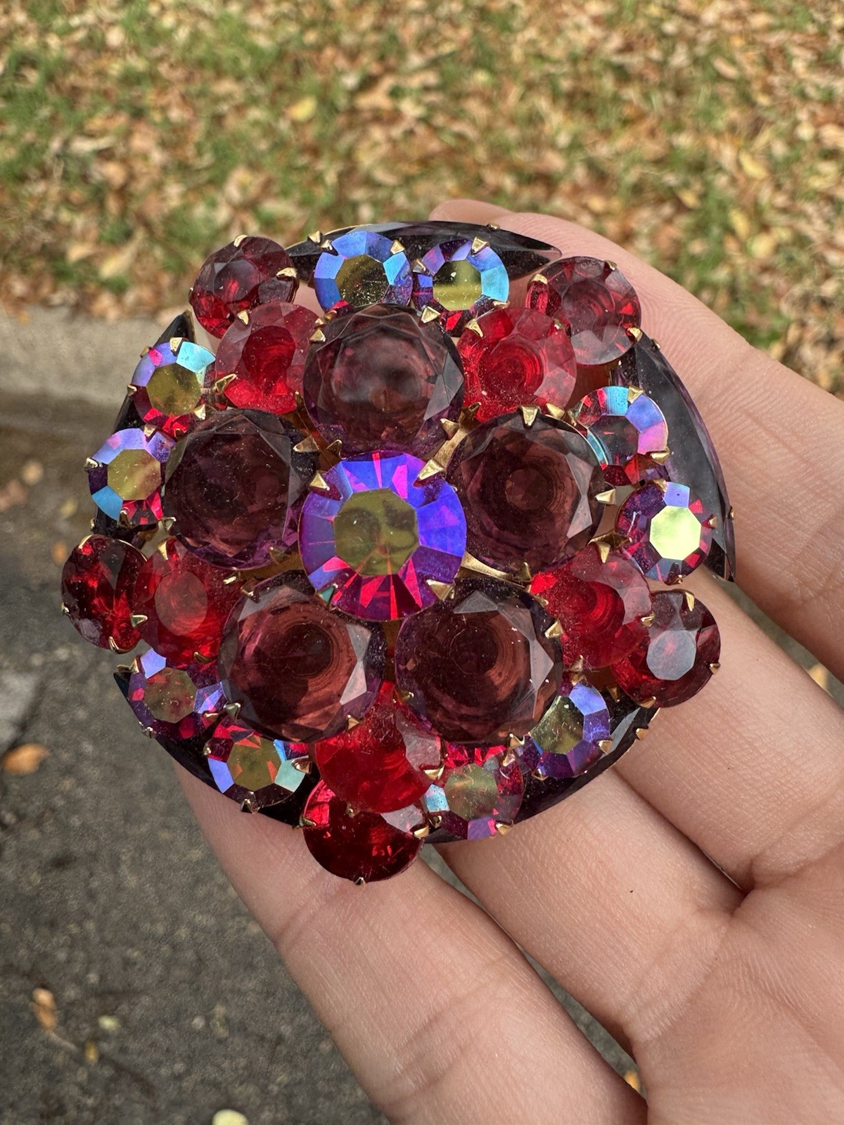 RUBY RED RED AURORA BOREALIS RHINESTONE JULIANA T… - image 1