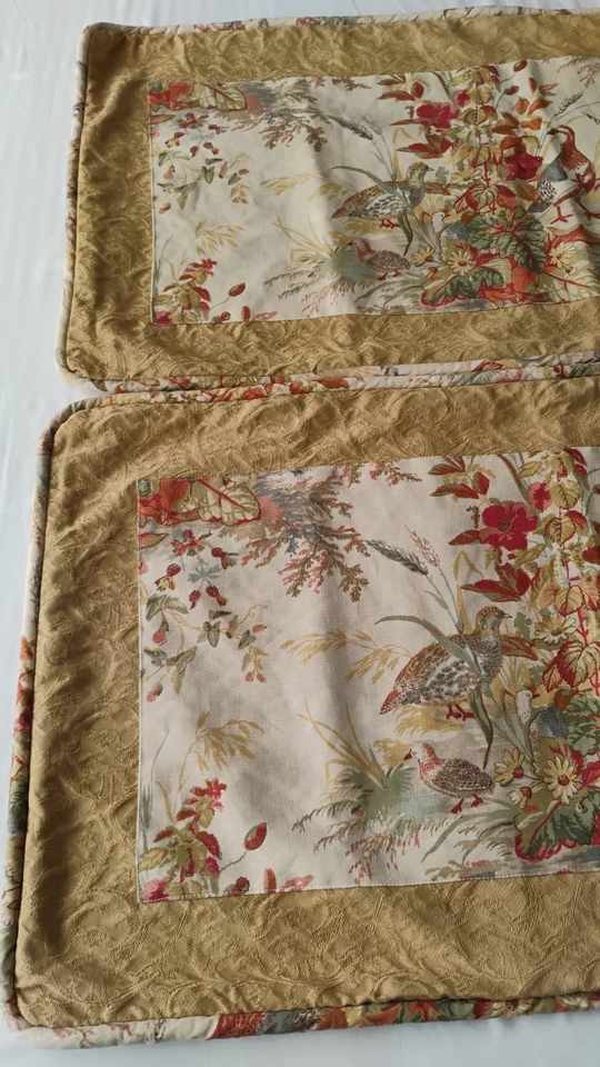 Schumacher King Pillow Shams Cases Quail Meadow Designer Toile Linen Pair Custom - Image 4 of 4