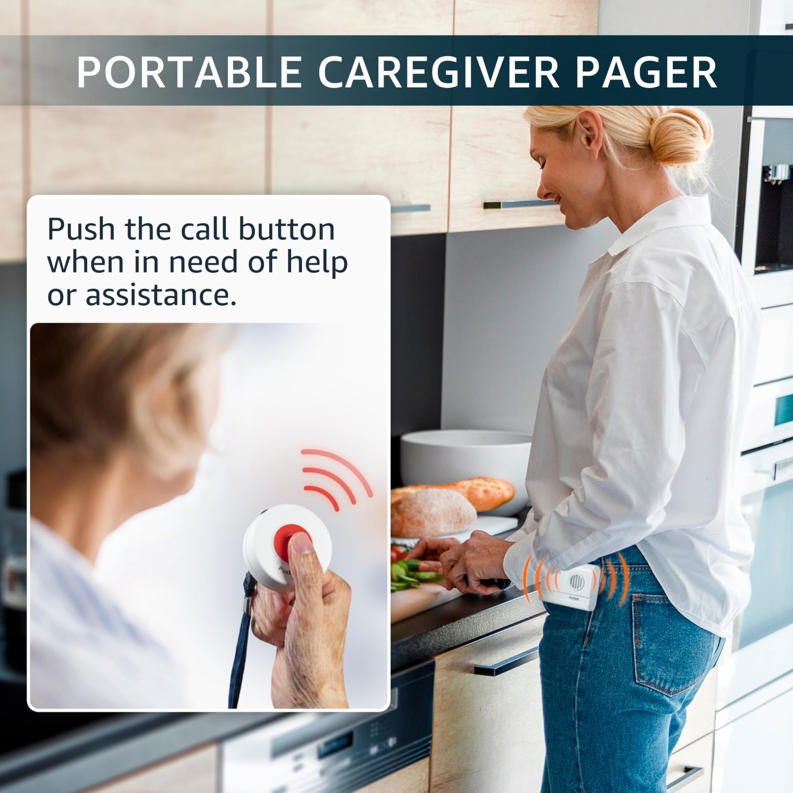 Synlett Caregiver Pager Wireless Call Buttons For Elderly Monitoring