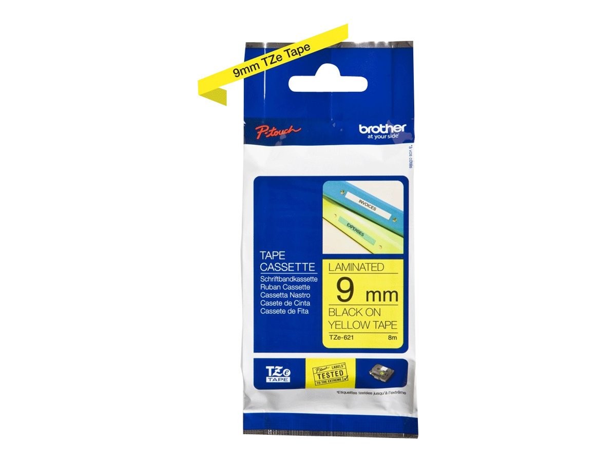 Ruban TZe-621 pour identifier les câbles et dossiers 9mm jaune