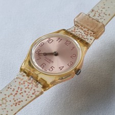 Vintage Swatch Lady Classic Two LB116 1987 Quartz Watch Clear Glitter Swiss...