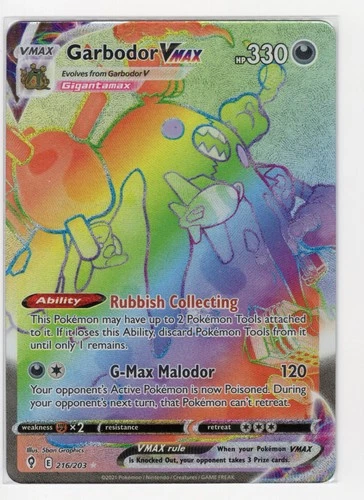 Garbodor VMAX (Secret) Secret Rare SWSH07: Evolving Skies 216/203 NM