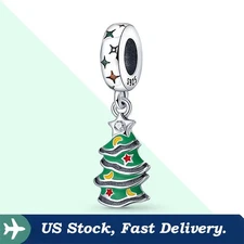 KUNSIR 925 Sterling Silver DIY Charm For Bracelet Christmas Tree Charm Pendant