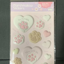 Kawaii Kitty Paw Marshmallow Puffy Sticker Sheet 4x8in 