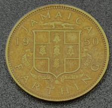 1950 Jamaica 1 Farthing KM#33 288K Minted Scarce Nickel Brass World Coin