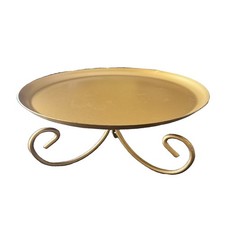 Gold Metal Cake Stand Pedestal Display Tray Dessert Cupcake Wedding 9.5 Round