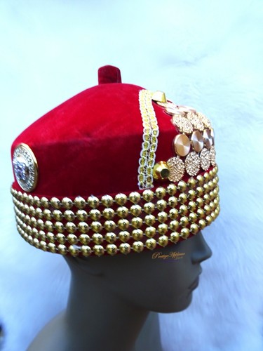 Häuptling verzierter Igbo Edo Hut Bräutigam Hochzeit Yoruba traditionelle Kleidung - Bild 6 von 48