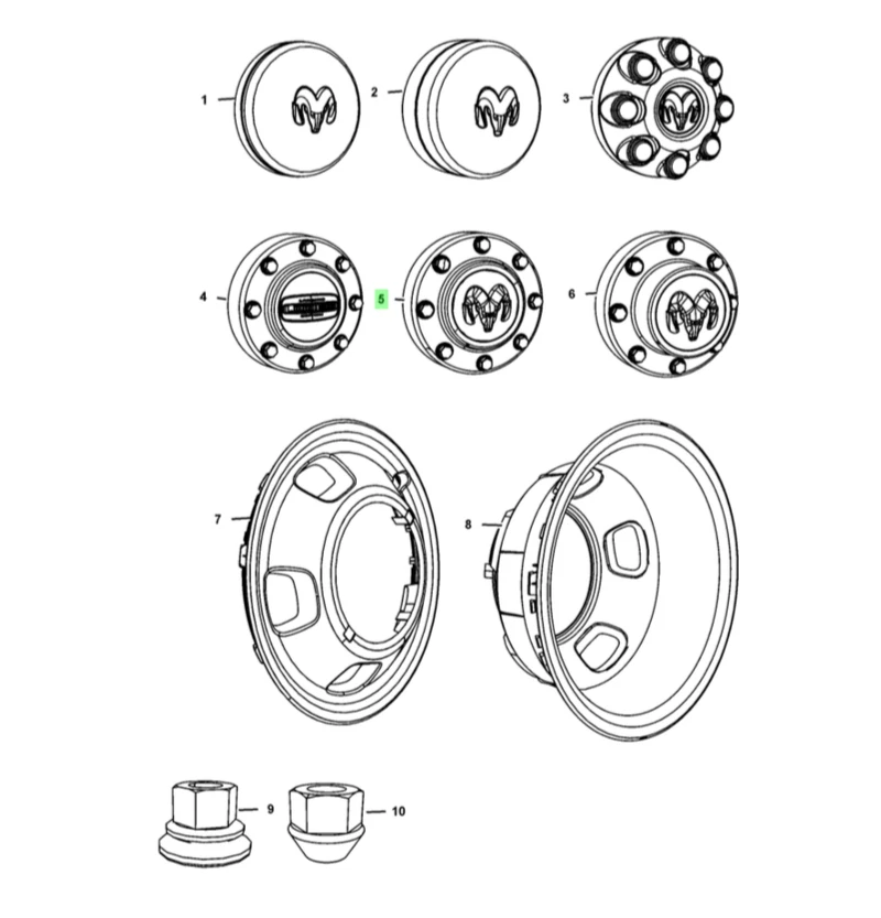 Front Hub Cap for 2011-2018 RAM 3500 Dually Chrome LH or RH OEM MOPAR 68081010AB Foto 3 de 4