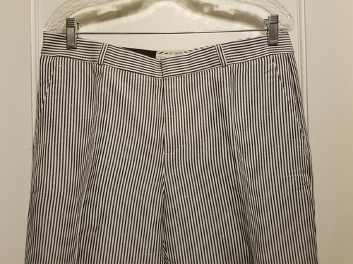 Banana Republic Logan-Fit Linen-Blend Crop Pant, Blue Stripe Ins 25 Size 10, NWT - Picture 2 of 12
