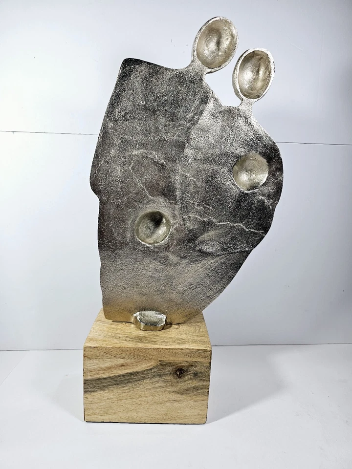 Arte de estatuilla familiar con base de madera de metal Cherish astilla Foto 3 de 4