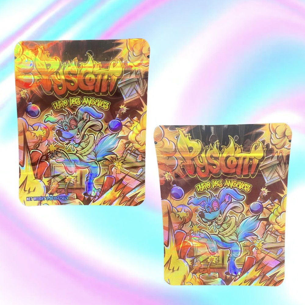 50PC Square HOLOGRAPHIC Mylar Bags 3.5g | Smell-proof Food Storage