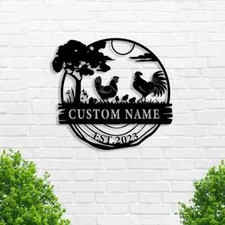 Personalized Chicken Metal Signs, Custom Chicken Coop Wall Art Decor Farm Coop