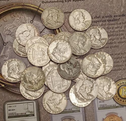 Silver 10 - coins Random Dates & Mint Marks Franklin Half Dollar's TP-6927 - Picture 11 of 14