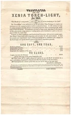 1851 Whig Newspaper Xenia Torch-Light Prospectus Order Form Bratton & Tiffany C1
