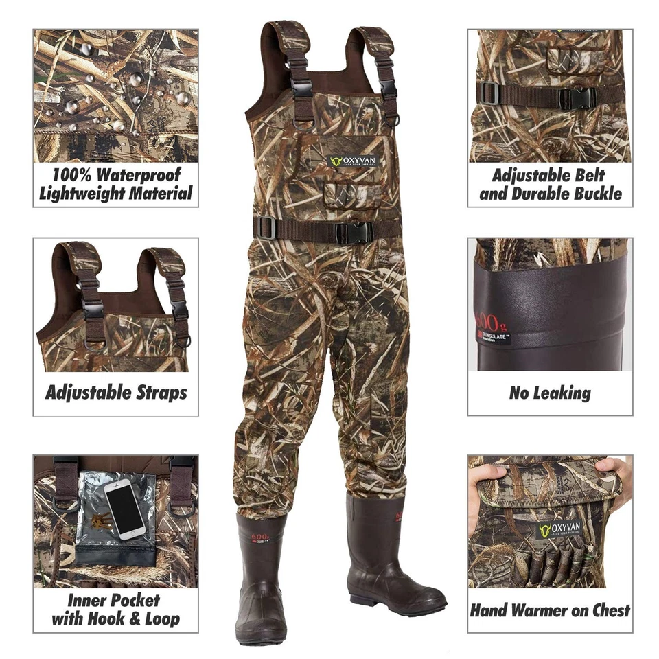 OXYVAN Duck Hunting Waders with 600G Rubber Boots Insulated,Neoprene Realtree... - Image 2 of 4