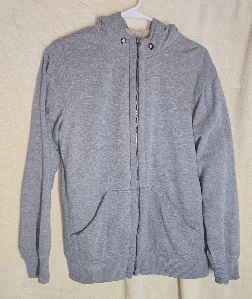 Faded Glory Men’s S 34-36 Gray Lined Full Zip Hoodie Sweater Pockets Drawstring - Image 2 of 4